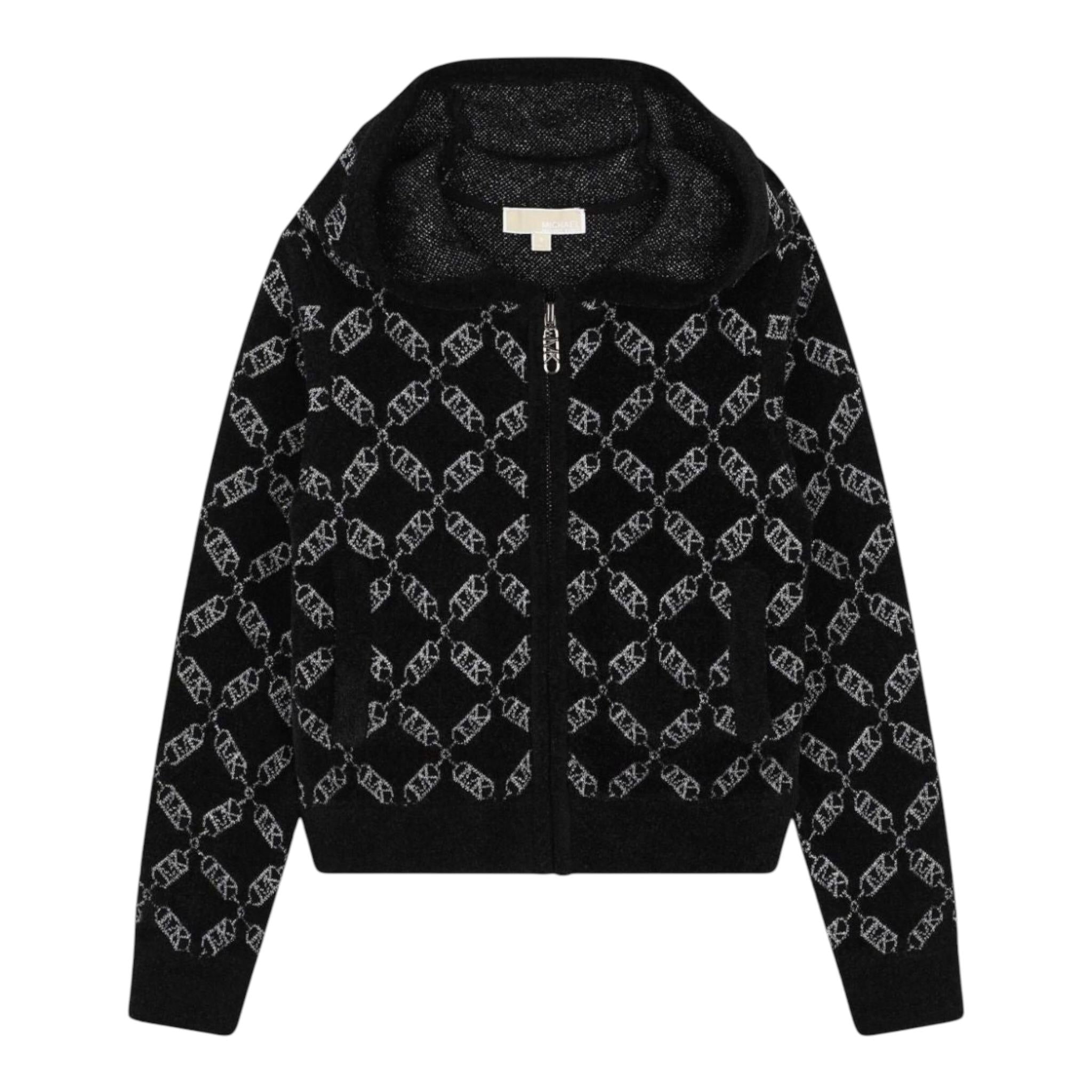 MICHAEL KORS feplpa tinta unita logata con zip e cappuccio Nero per Bambina R30163 NERO MICHAEL KORS 