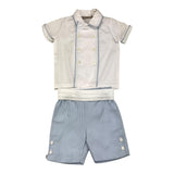 La Stupenderia 2 Piece Set Shirt Body-Bermuda Blue For Newborn