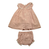 Valentina Bebes Set Solid Color Dress-Pink Culotte For Newborn