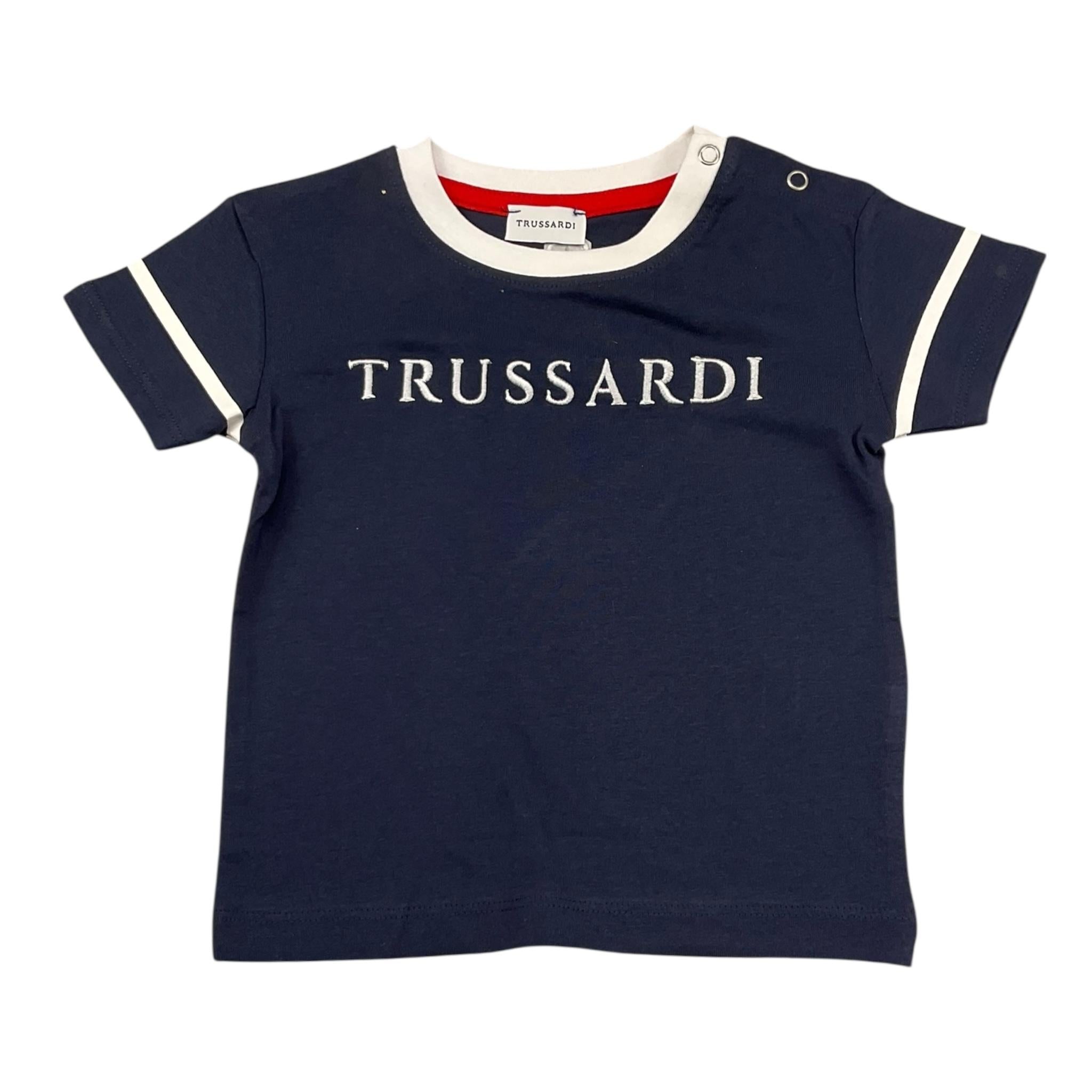 Trussardi T-Shirt Girocollo Tinta Unita con Stampa per Neonato TIP25039TS BLU TRUSSARDI 