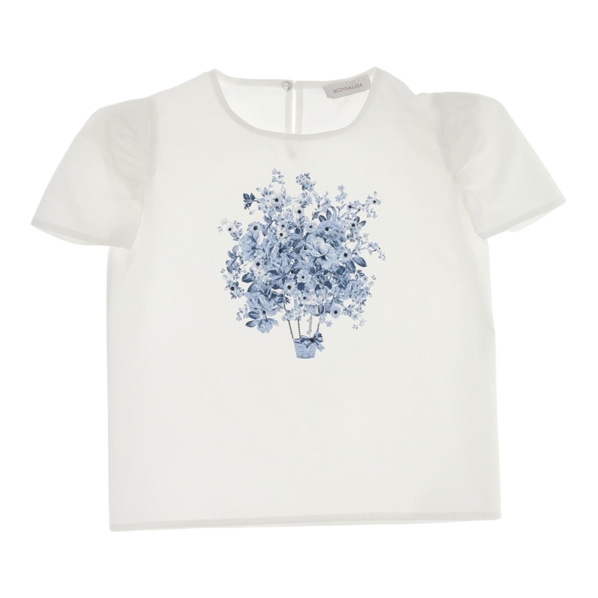Monnalisa Camicia Mezza Manica Tinta Unita con Stampe per Bambina 719607 PANNA MONNALISA 