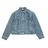 Marc Jacobs Solid Color Denim Jacket With Logo Buttons Light Blue For Girls