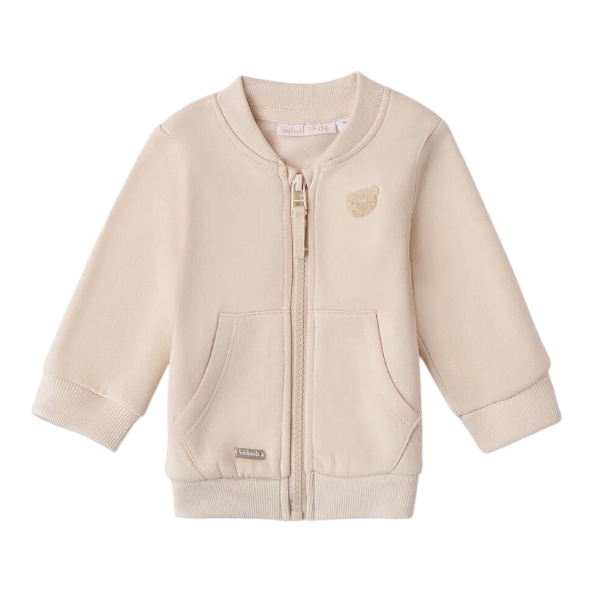 MINI BANDA felpa tinta unita girocollo con zip Beige per Neonato 3A677 BEIGE MINI BANDA 