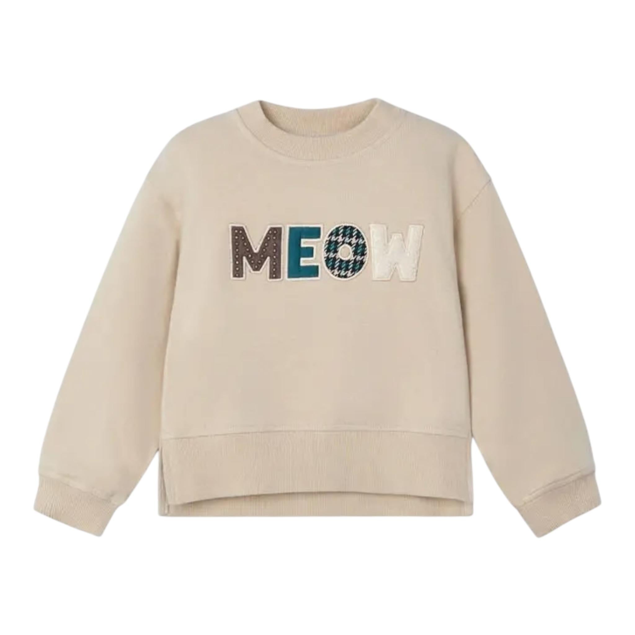 MAYORAL felpa girocollo tinta unita con stampa Beige per Neonata 4482 BEIGE MAYORAL 