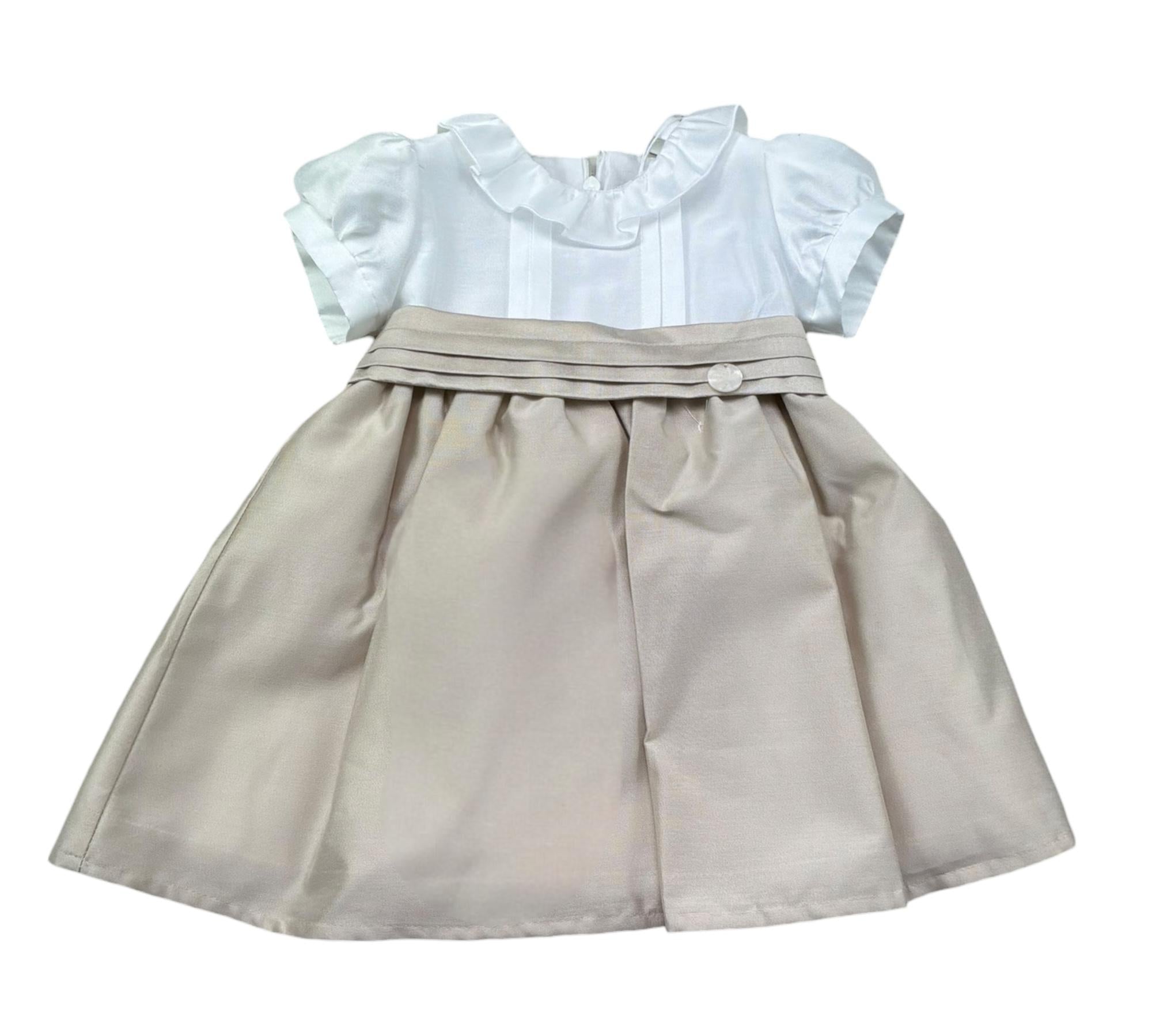 Le Bebe Abito Mezza Manica Bicolore per Neonata LBG6327 BIANCO/BEIGE LE BEBE 