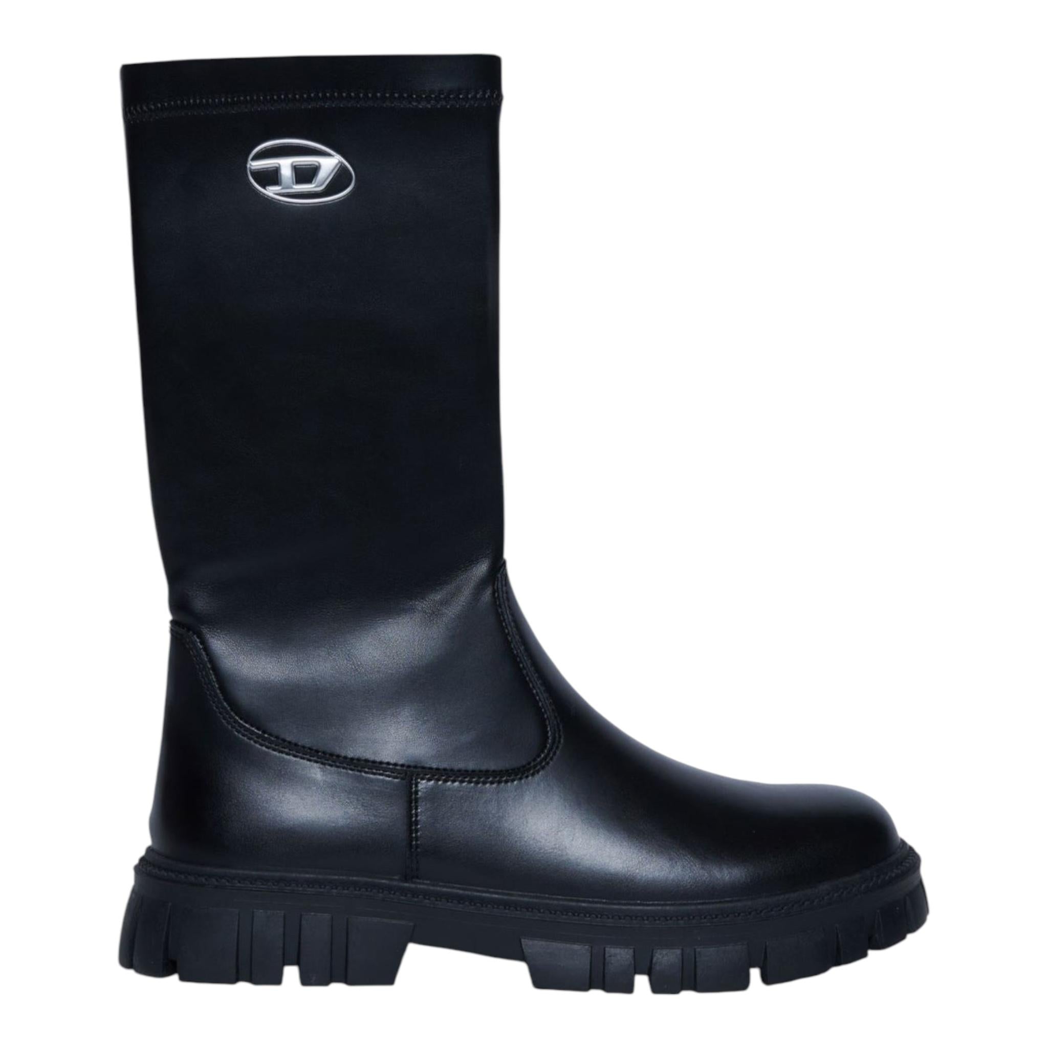 DIESEL stivale alto tinta unita con logo Nero per Bambina BC0573 NERO DIESEL 