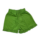 Janice Solid Color Elastic Waist Shorts Green For Girls