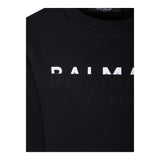BALMAIN felpa chiusa girocollo tinta unita con logo Nero per Bambino BV4Q00 NERO BALMAIN 