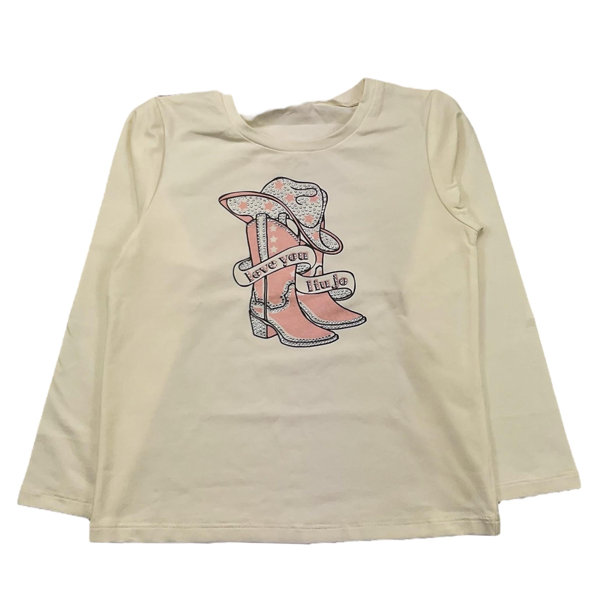 LIU JO shirt girocollo tinta unita cn stampa brillantinata Panna per Bambina KF4088J PANNA LIU JO 