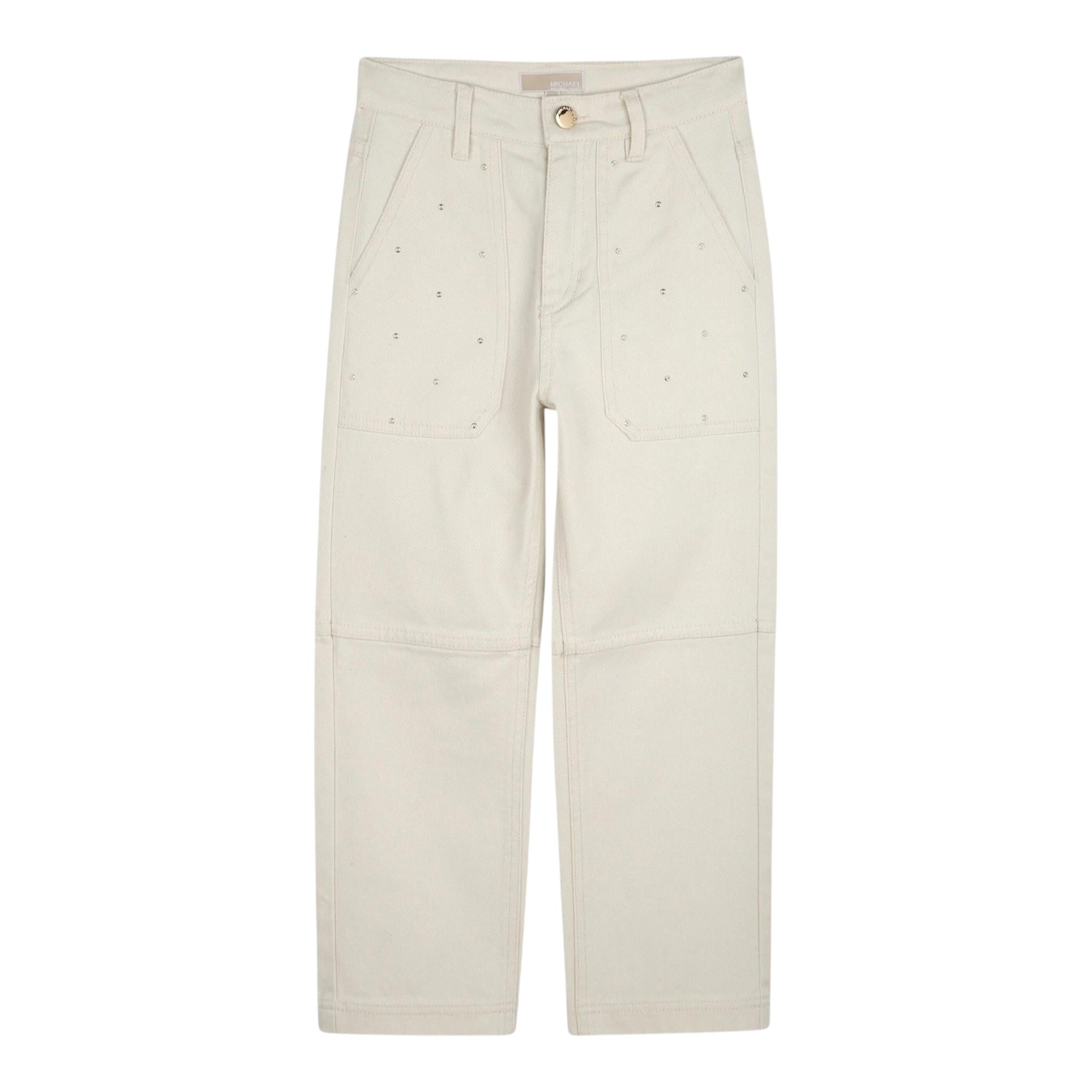 Michael Kors Jeans Tinta Unita con Brillantini per Bambina R30333 BEIGE MICHAEL KORS 