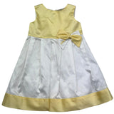 Le Bebe Abito Giromanica Tinta Unita con Fiocco per Bambina LBG0701J BIANCO/GIALLO LE BEBE 