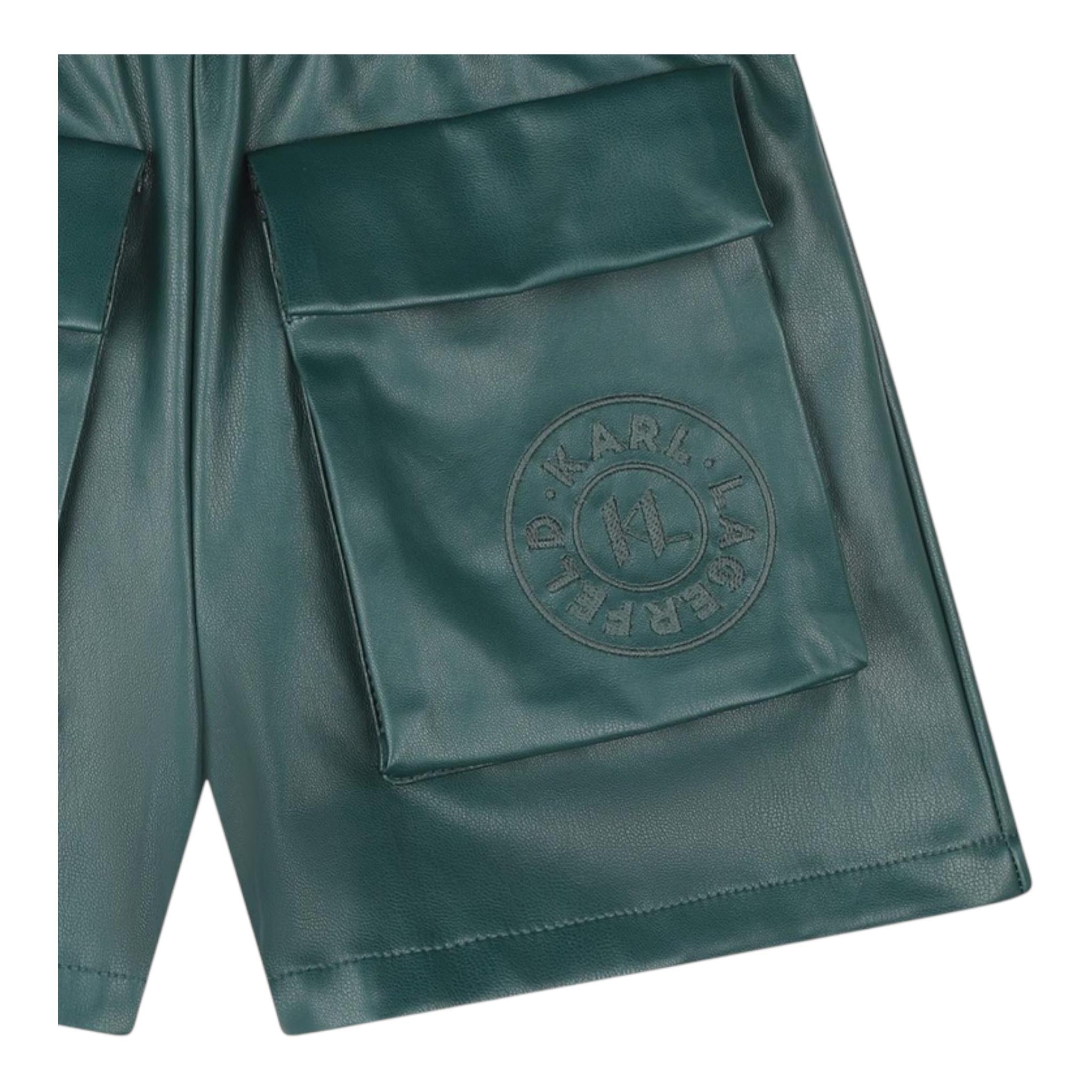 KARL LAGERFELD short tinta unita in ecopelle Verde per Bambina Z30197 VERDE KARL LAGERFELD 