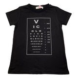 Vicolo T-Shirt Crew Neck Solid Color With Black Logo Print For Girls