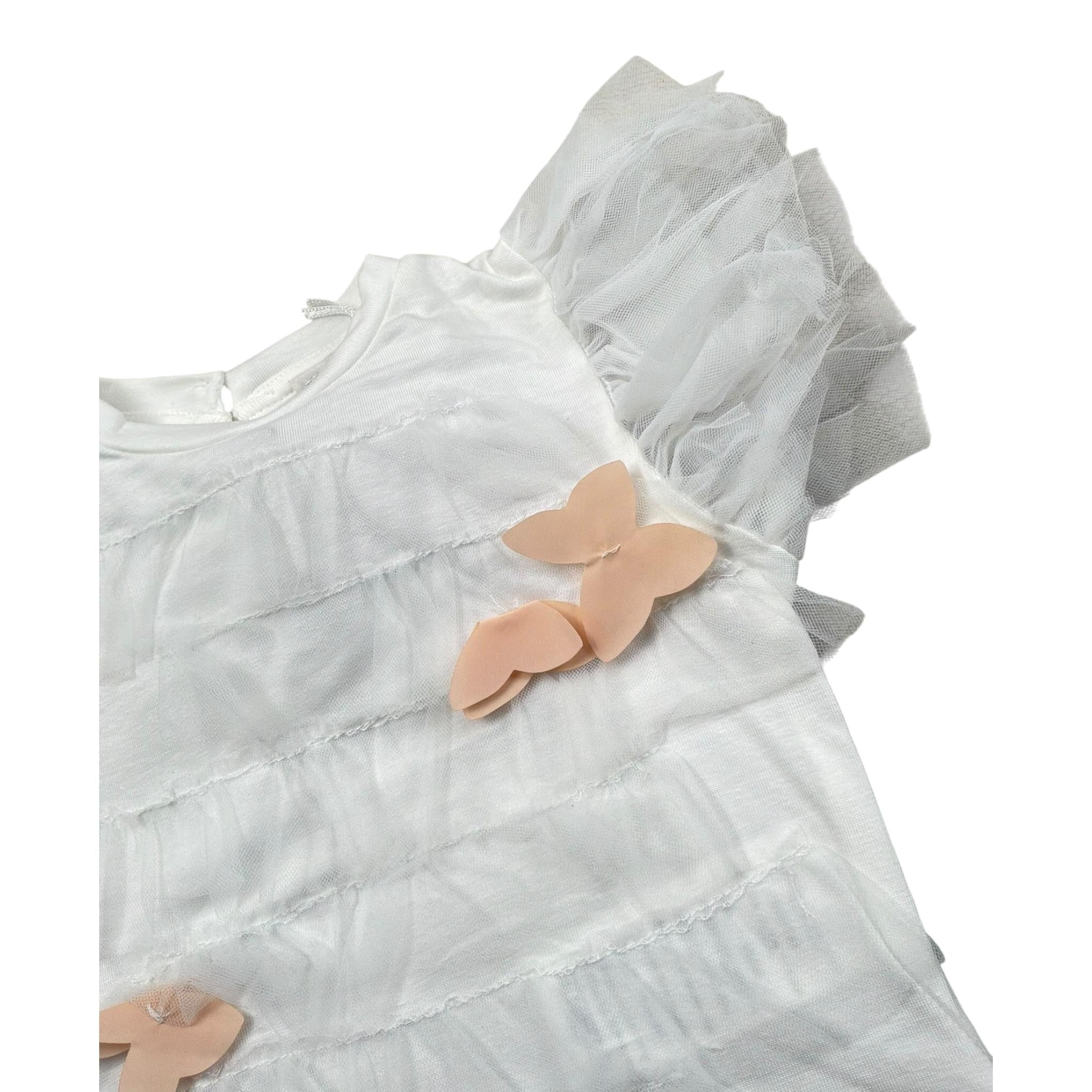 Miss Grant T-Shirt Girocollo Tinta Unita con Applicazioni per Neonata MG1335X BIANCO MISS GRANT 