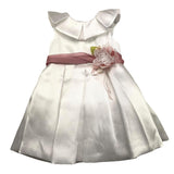 Carlo Pignatelli Ceremonial Dress with Armholes Solid Color and Contrasting White Belt for Baby Girl