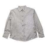 Paolo Pecora Solid Color Shirt With Striped Pattern Long Sleeve Cream For Boys