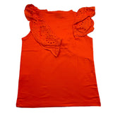 Mariuccia Plain Tank Top With Orange Ruffles For Girls