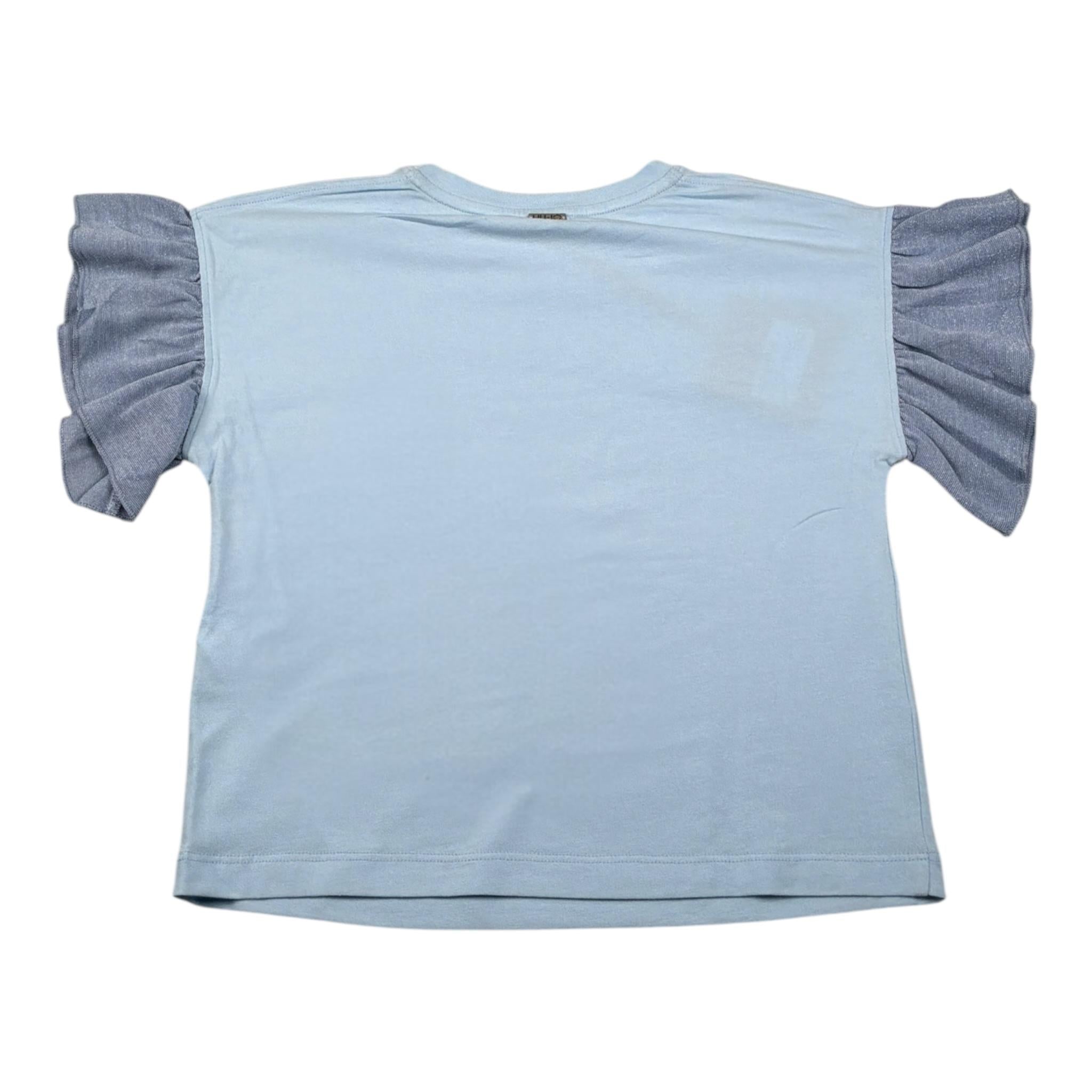 Liu Jo T-Shirt Girocollo tinta unita con Balze Azzurro per Bambina GA3212 AZZURRO LIU JO 