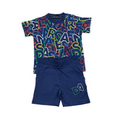 Daniele Alessandrini Complete T-Shirt Solid Color Logo-Blue Bermuda Shorts For Newborn