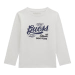 Guess Shirt Girocollo Tinta Unita con Logo per Bambino N5RI17K8HM4JX BIANCO GUESS 