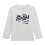 Guess Shirt Girocollo Tinta Unita con Logo per Bambino N5RI17K8HM4JX BIANCO GUESS 