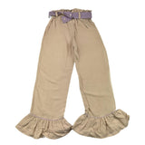 La Stupenderia Plain Palazzo Pants With Contrast Belt Beige For Girls