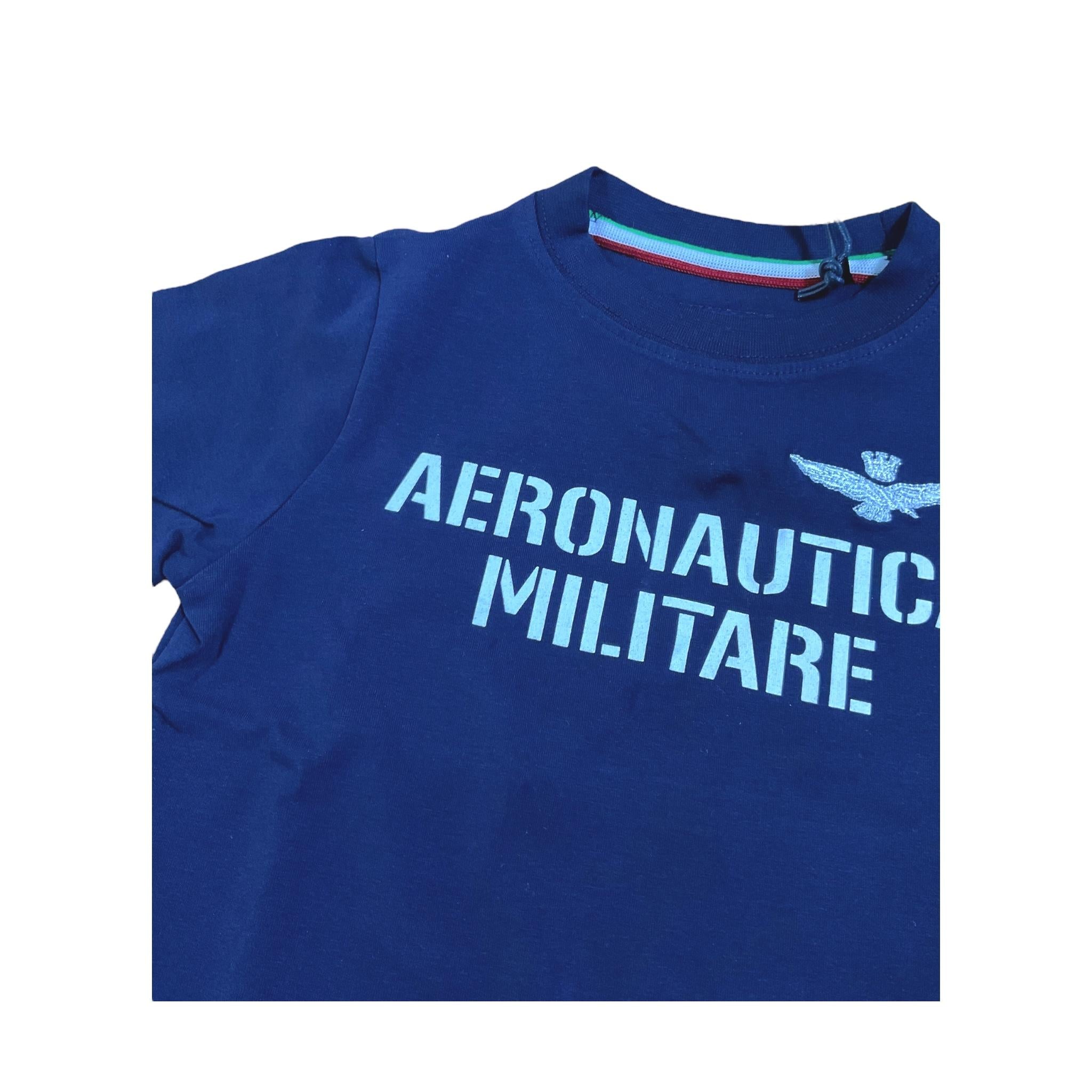 Aeronautica Militare T-Shirt Girocollo Tinta Unita con Stampa per Bambino 251TS0040A BLU AERONAUTICA MILITARE 