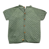 Wedoble Green Baby Boy Solid Color Openwork Knit T-Shirt