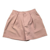 Cecyle Solid Color Shorts With Elastic Waist Pink For Girls