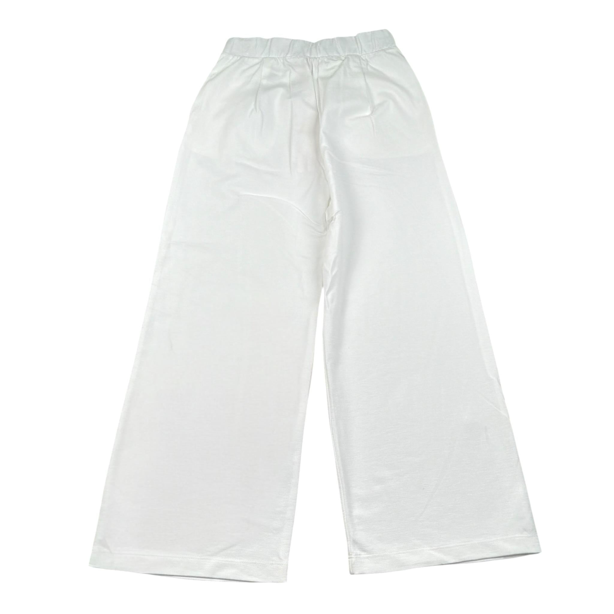 Please Pantalone Tinta Unita Modello A Palazzo per Bambina PE30171G73 BIANCO PLEASE 