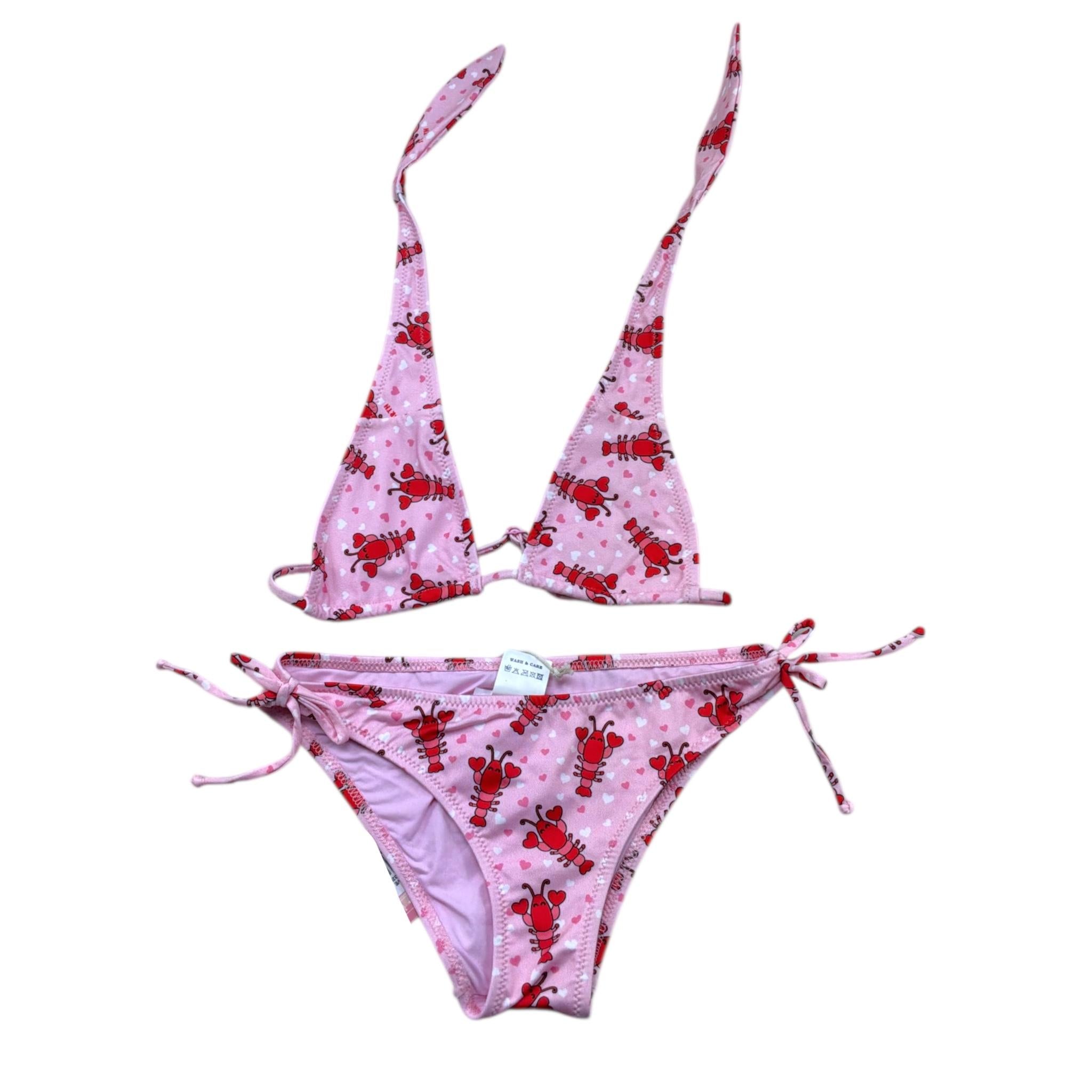 Saint Barth Costume 2 Pezzi Slip-Triangolo Tinta Unita con Stampa per Bambina 00632L ROSA SAINT BARTH 