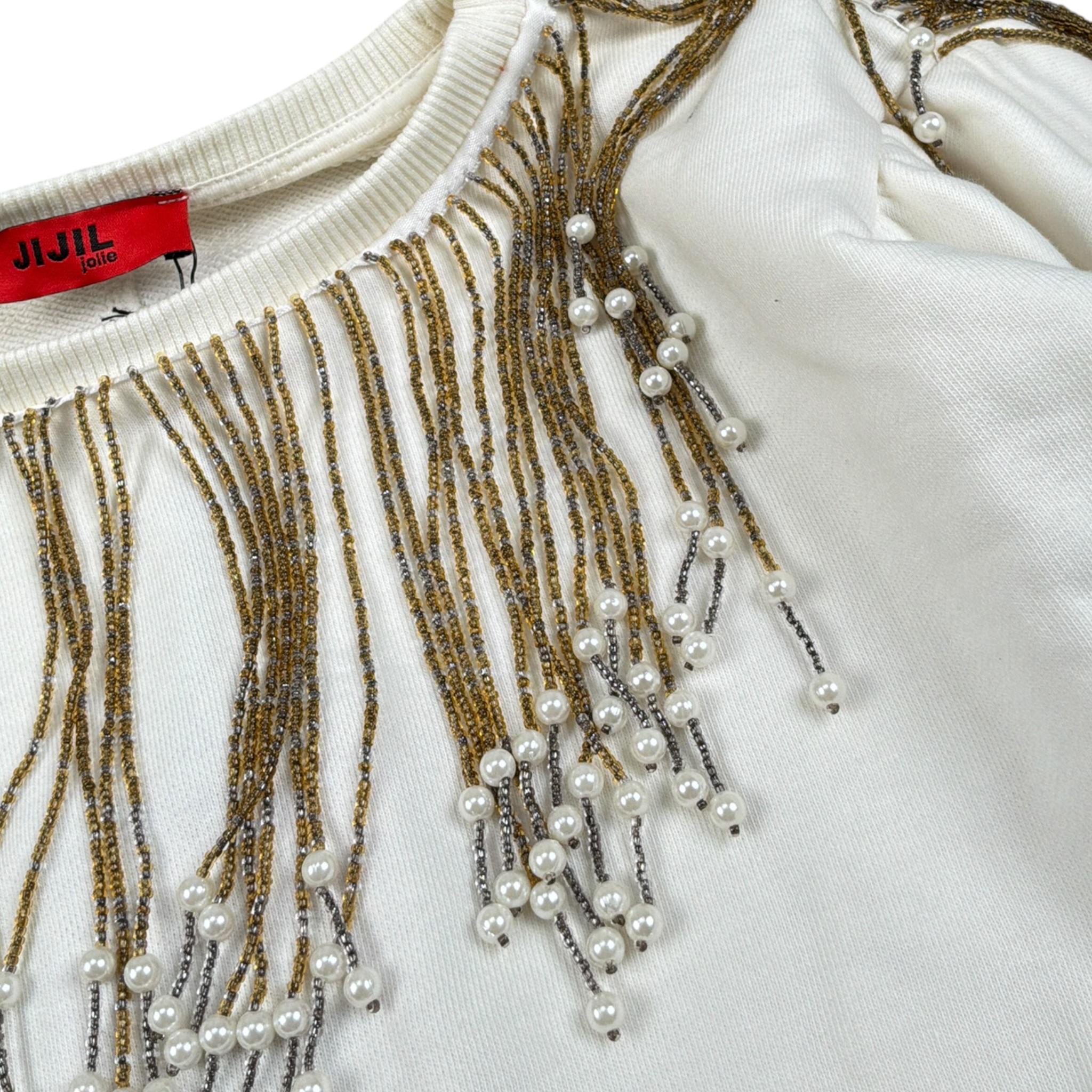 Jijil Felpa tinta unita con Applicazioni Bianco per Bambina JJE23FP016 BIANCO JIJIL 