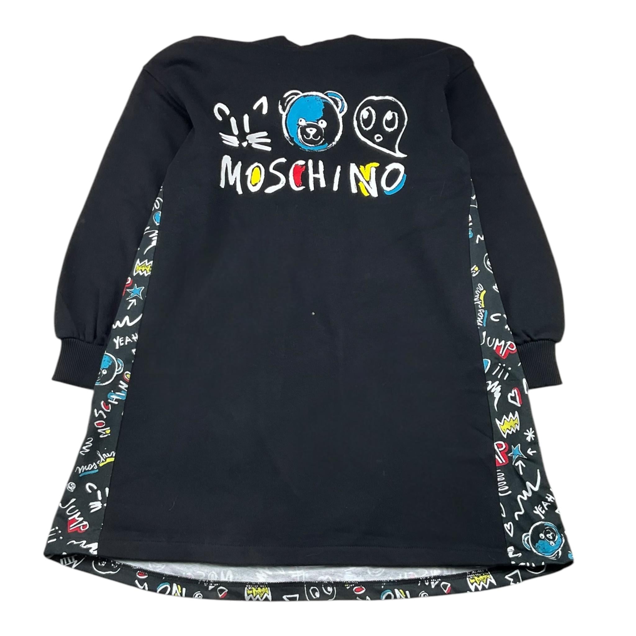 MOSCHINO abito tinta unita con cappuccio e stampa Nero per Bambina HDV0H0 NERO MOSCHINO 