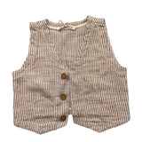 Zhoe &amp; Tobiah Solid Color White Striped Vest For Baby