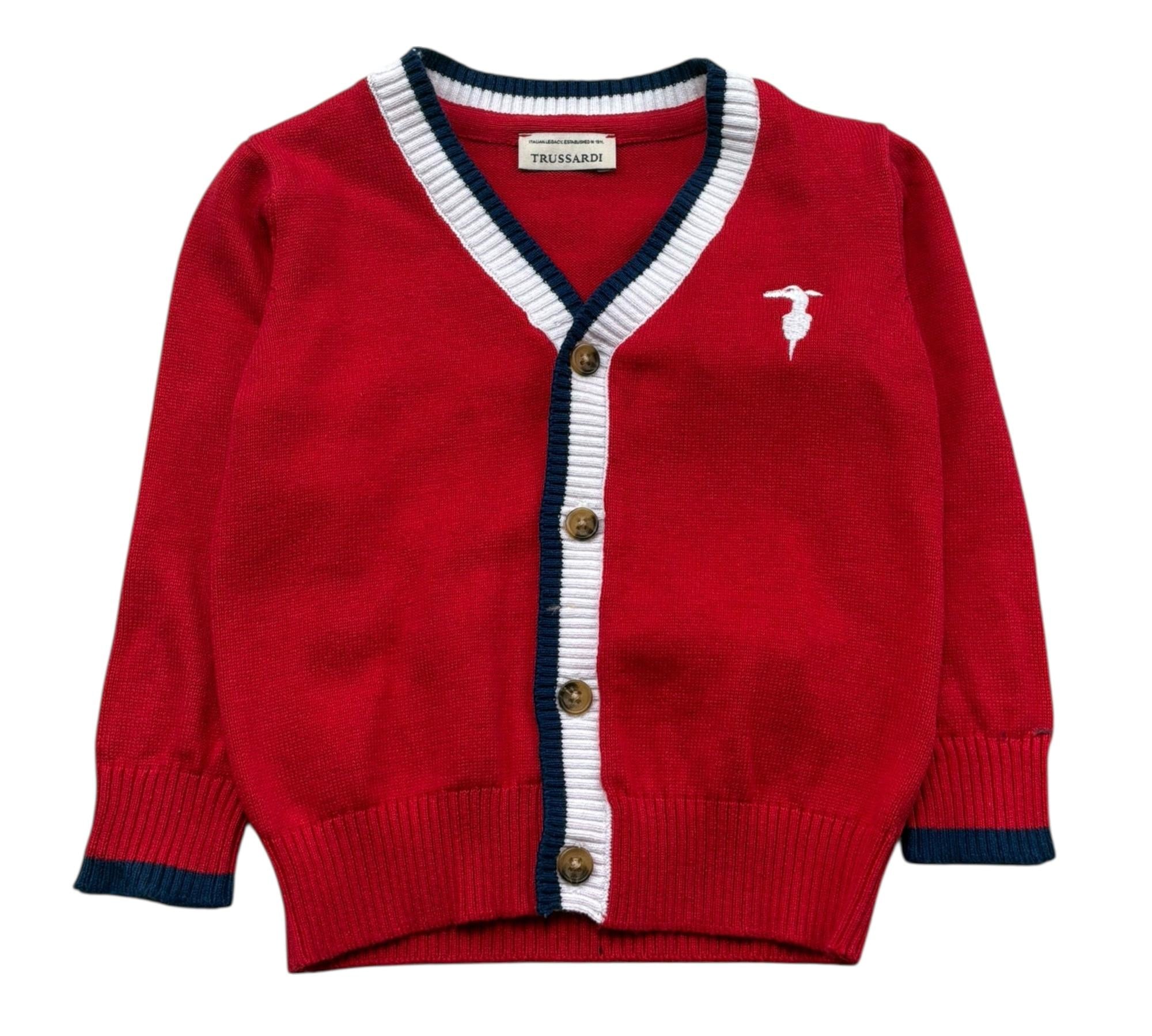 Trussardi Cardigan Tinta Unita Scollo A V per Neonato TIP26007CD ROSSO TRUSSARDI 