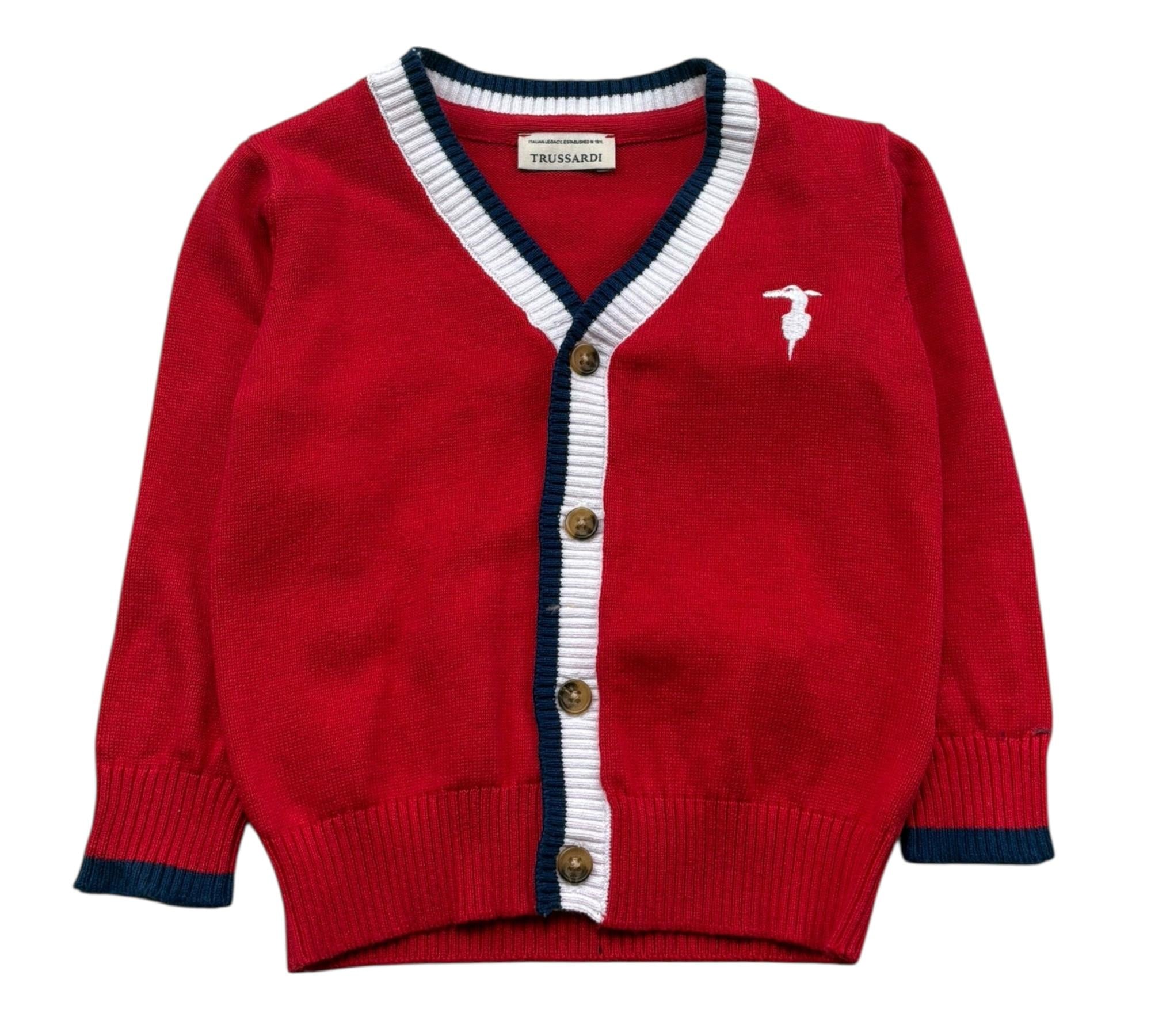 Trussardi Cardigan Tinta Unita Scollo A V per Neonato TIP26007CD ROSSO TRUSSARDI 