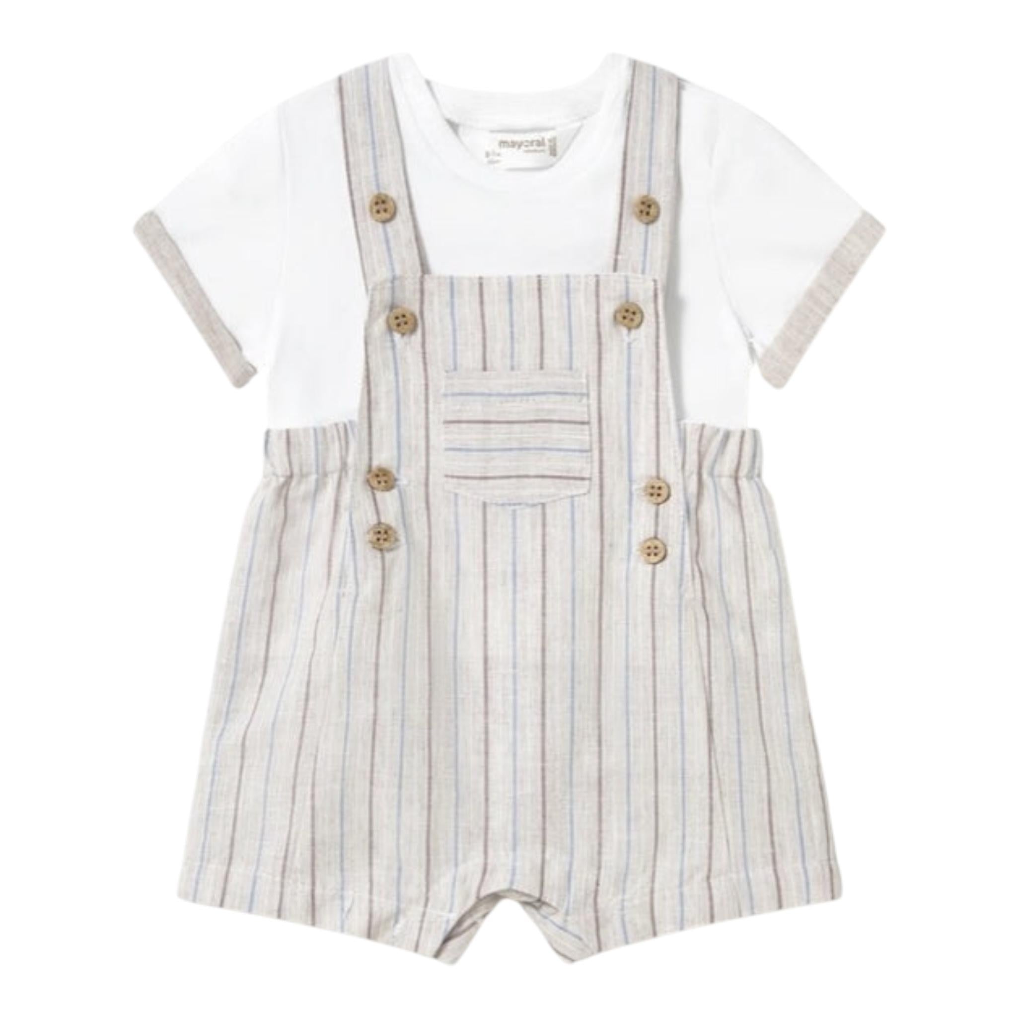 Mayoral Completo 2 Pezzi T-Shirt-Salopette Bicolore per Neonato 1621 BIANCO/BEIGE MAYORAL 