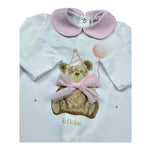 Le Bebe Tutina Manica Lunga Tinta Unita con Colletto E Stampa In Contrasto per Neonata LBG6263 BIANCO LE BEBE 