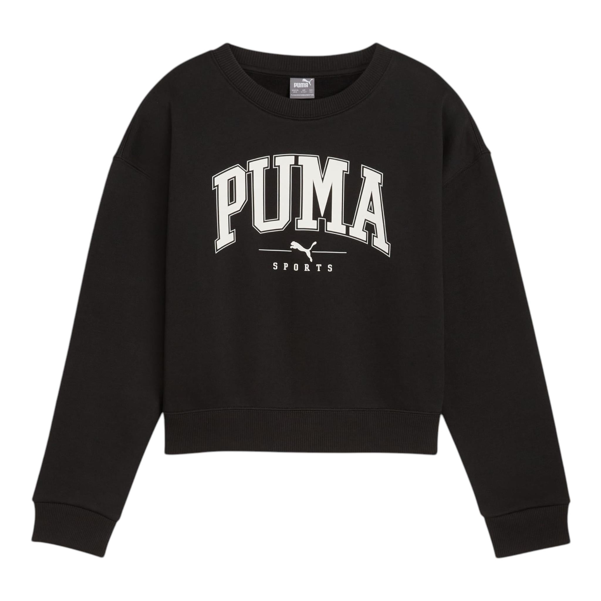 PUMA felpa tinta unita con cappuccio e stampa logo Nero per Bambino 682774 NERO PUMA 