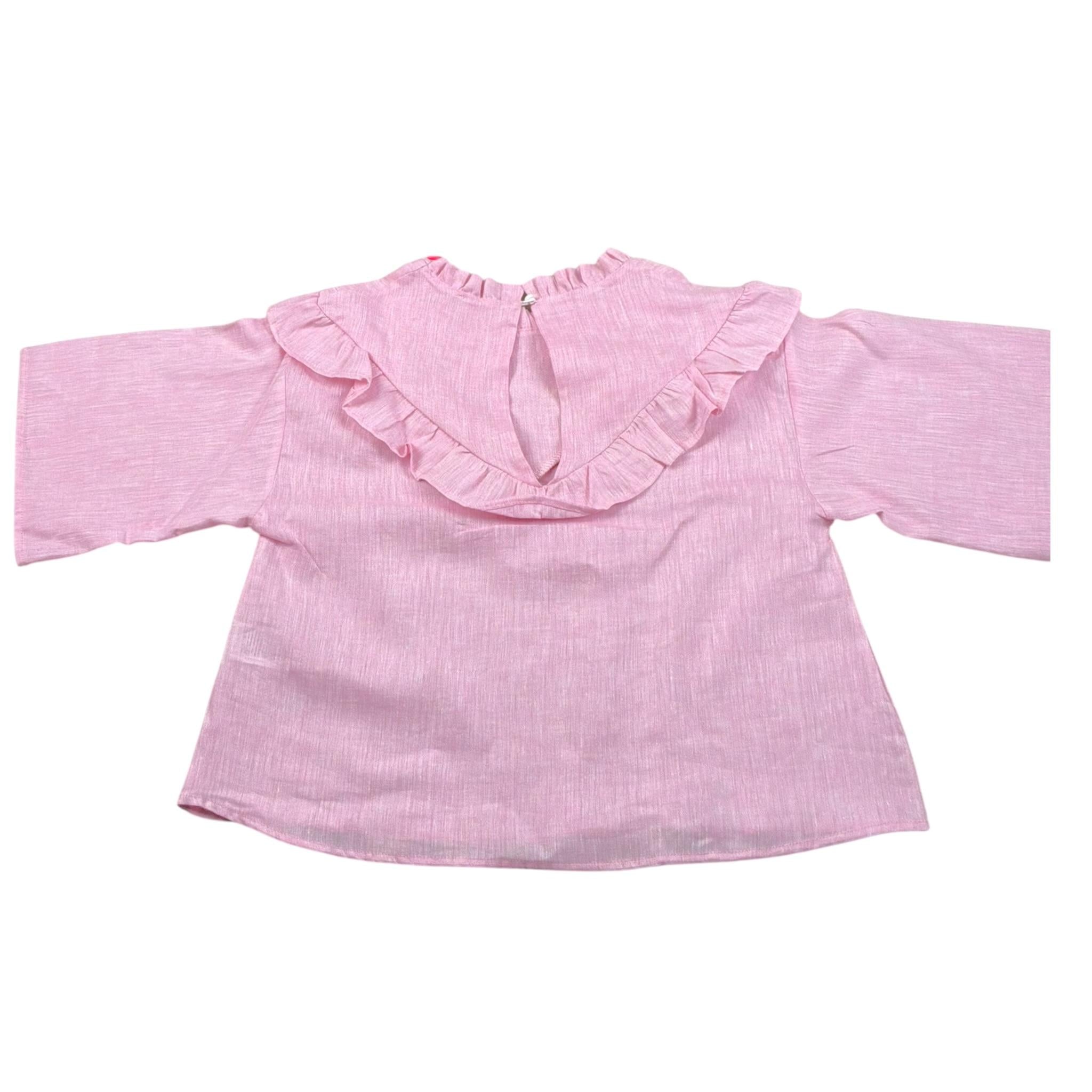 Kaos Camicia Tinta Unita con Balze per Bambina KS133 ROSA KAOS 