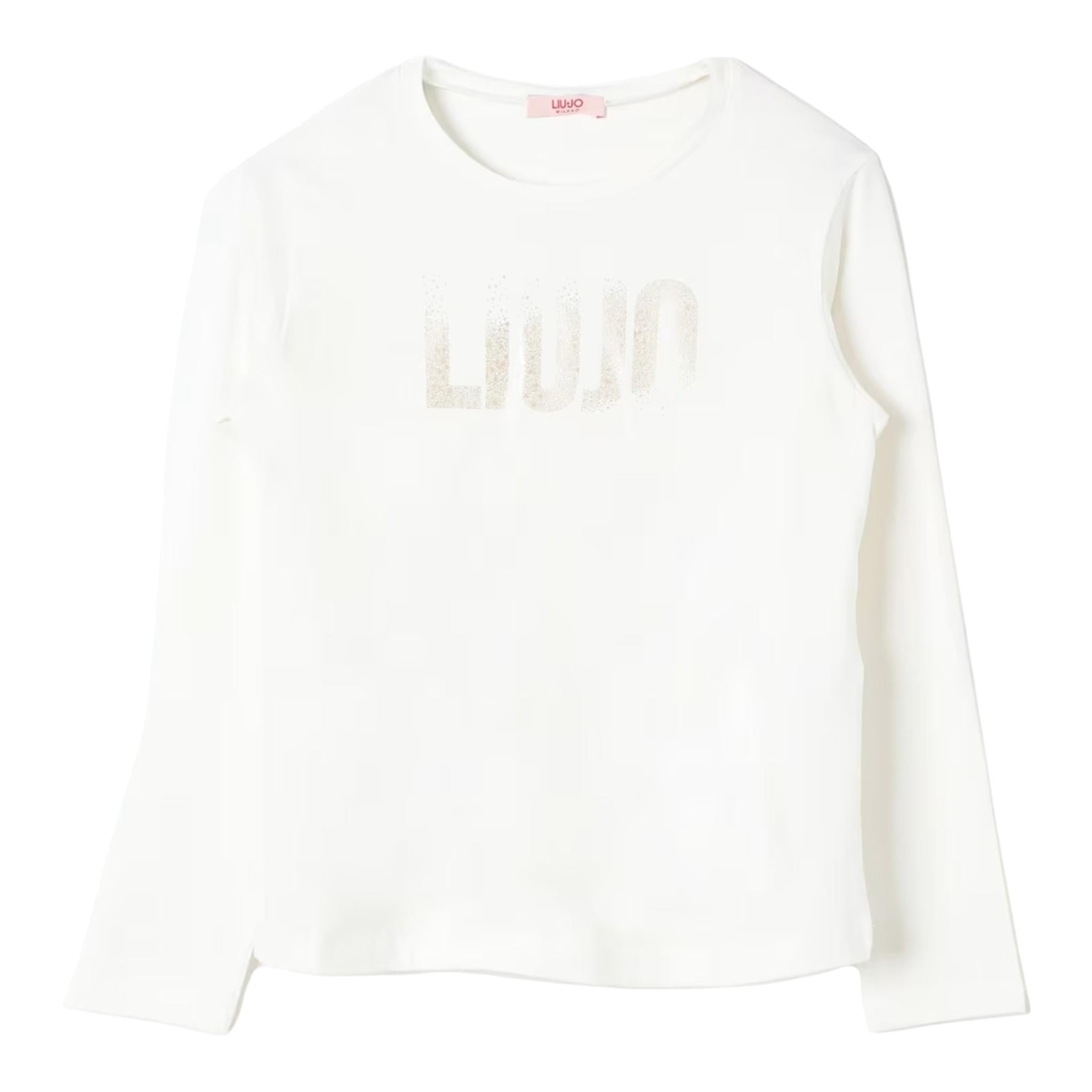 LIU JO shirt girocollo tinta unita con stampa Bianco/beige per Bambina GF4210 BIANCO/BEIGE LIU JO 