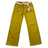 Babe &amp; Tess Solid Color Pants With Yellow Belt For Girls