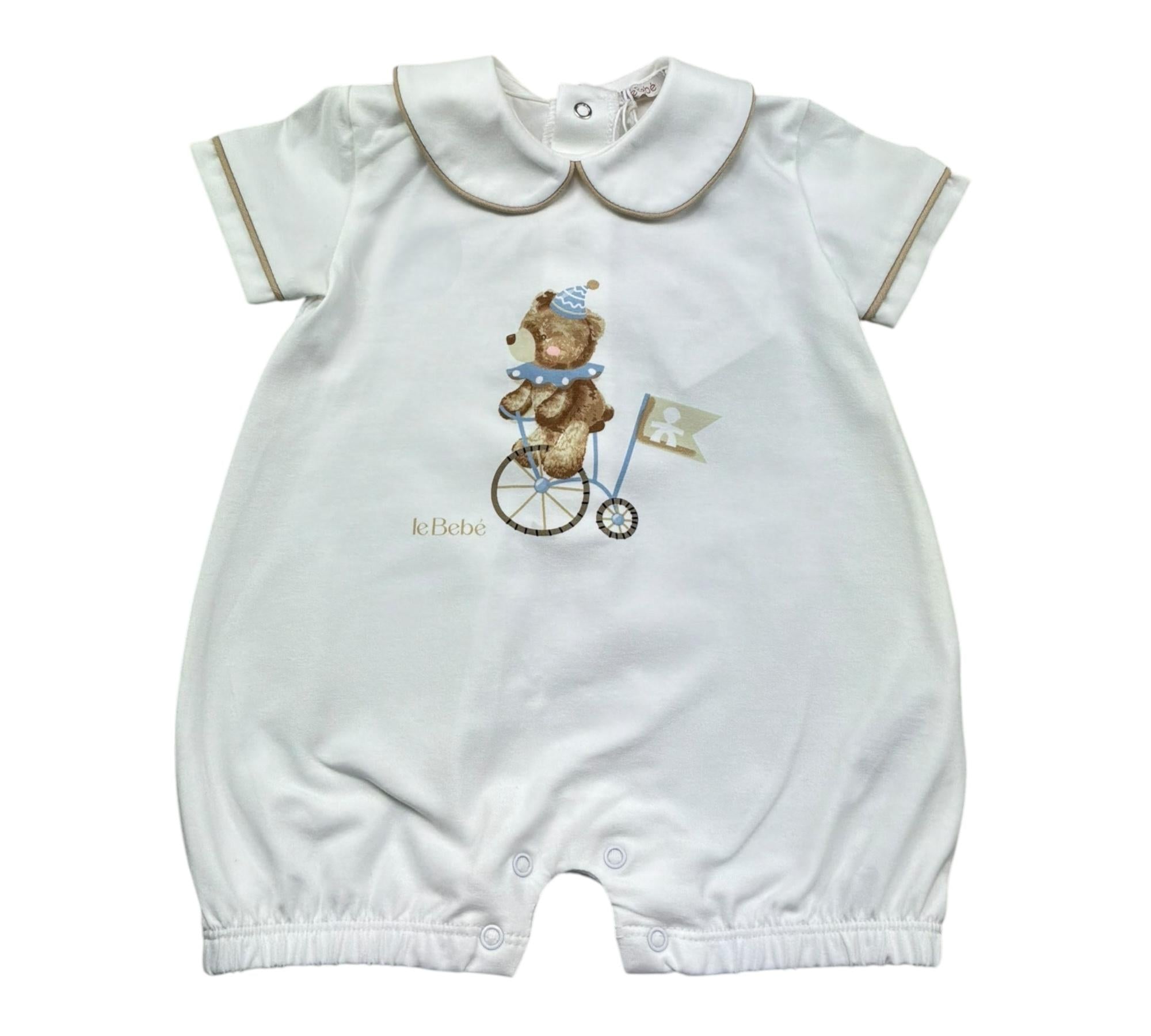 Le Bebe Pagliaccetto Mezza Manica Tinta Unita con Stampa per Neonato LBB5288 BIANCO LE BEBE 