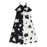 Meimeij Two-Tone Romper With Pattern And Suspenders Black/Cream For Baby Girls