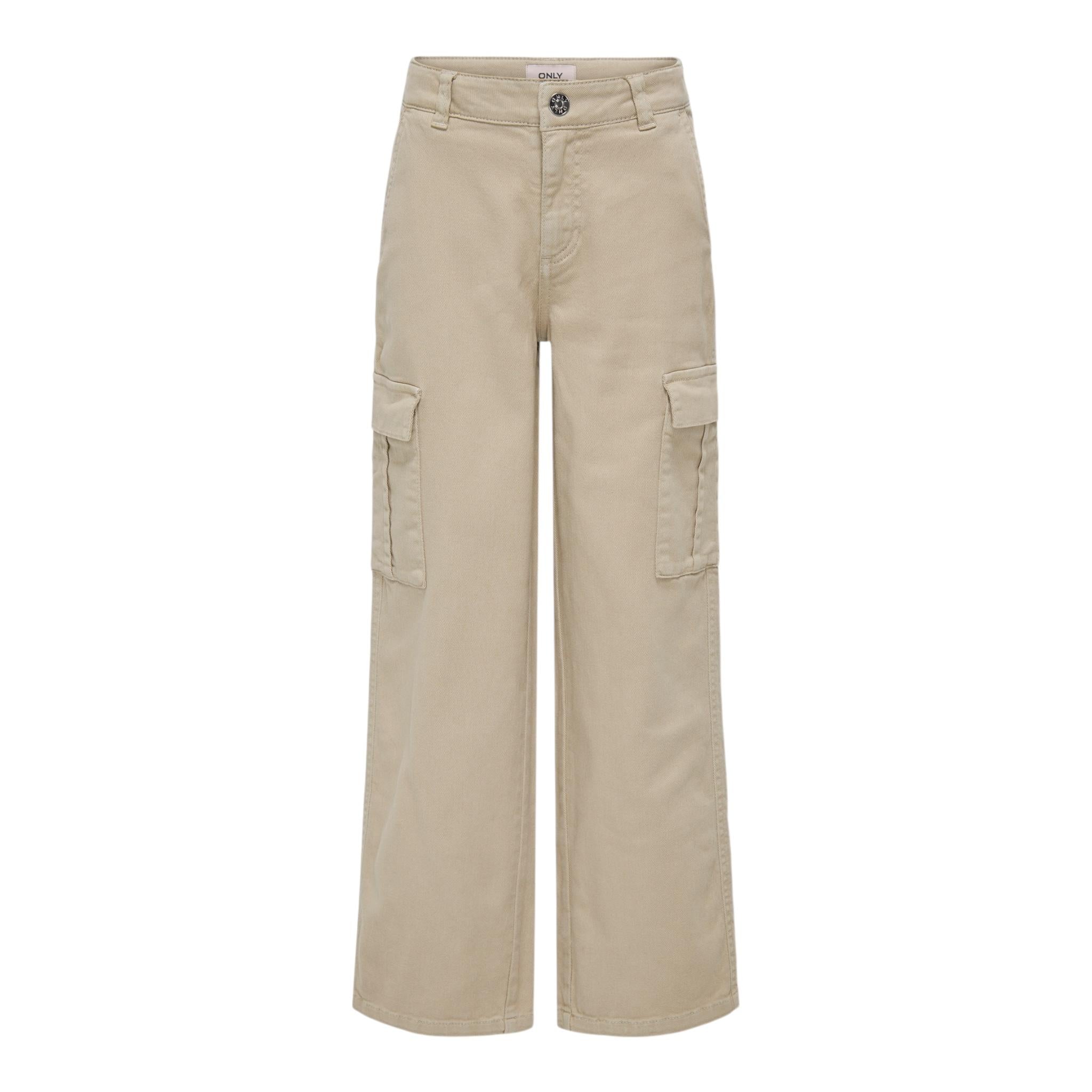 ONLY pantalone tinta unita con tasconi modello a palazzo Beige per Bambina 15304049 BEIGE ONLY 