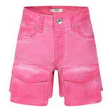 Msgm Shorts Solid Color With Adjustable Waist And Fuchsia Logo Print For Girls