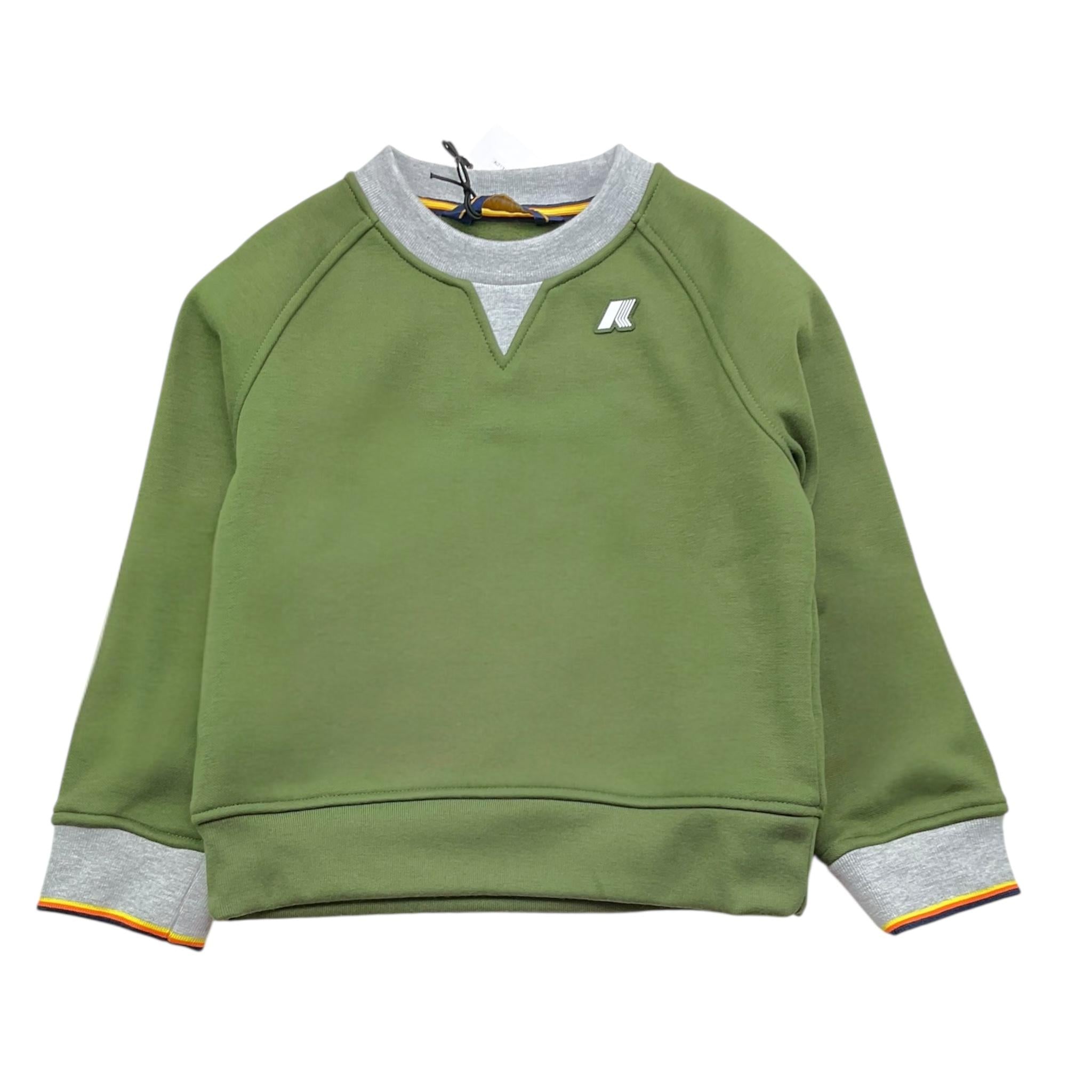 K-WAY felpa bicolore girocollo con logo Verde per Bambino K2131RWX VERDE K-WAY 