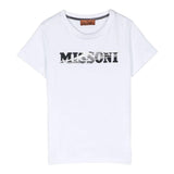 Missoni Crew Neck T-Shirt Solid Color With Print White For Boys