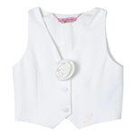 Miss Blumarine Gilet Tinta Unita con Applicazione per Bambina IA4021 PANNA MISS BLUMARINE 