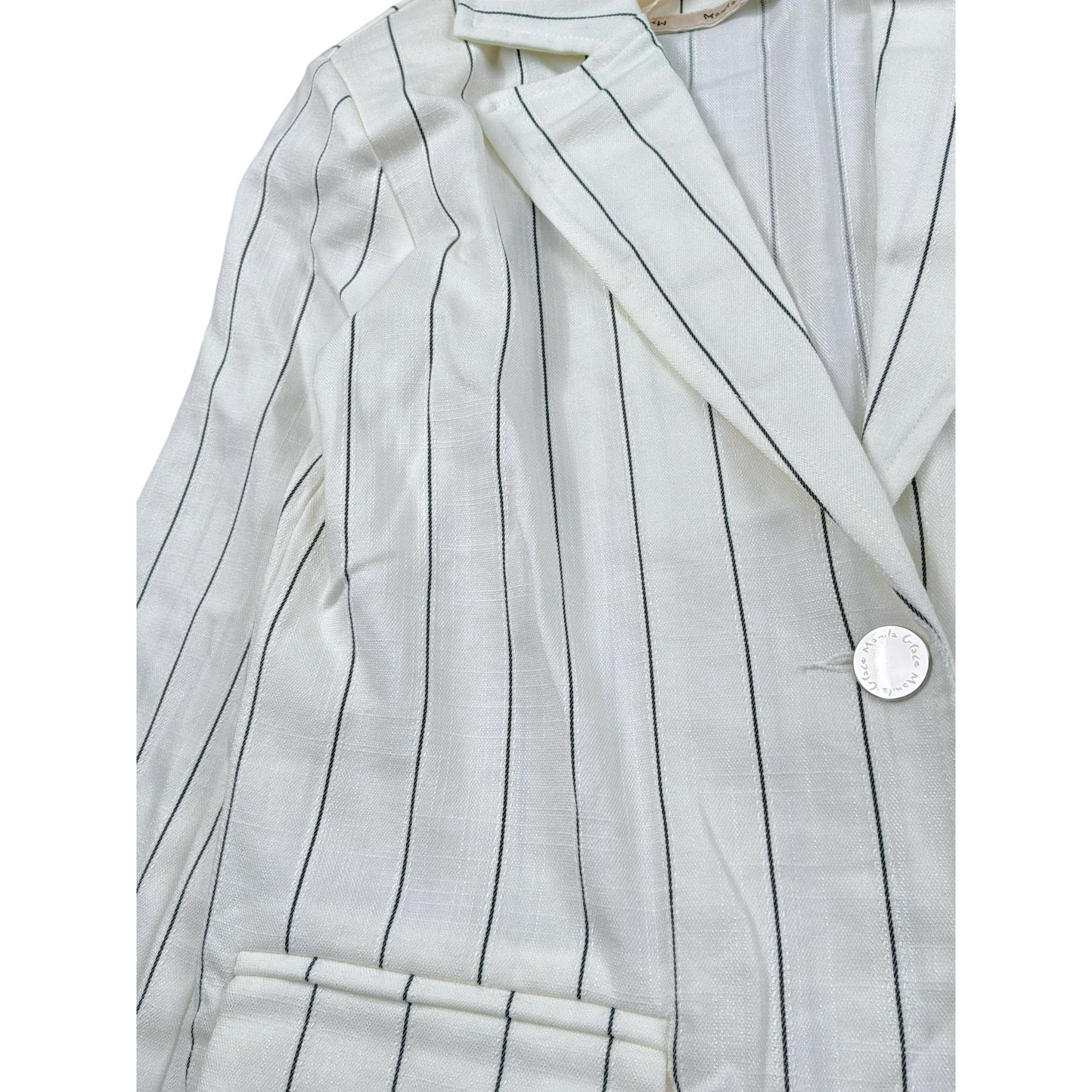 Manila Grace Giacca Tinta Unita con Fantasia A Righe per Bambina MG2053 BIANCO MANILA GRACE 